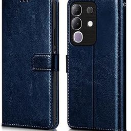 WOW IMAGINE Shock Proof Flip Cover Back Case Cover for Vivo T4X 5G | IQOO Z10X 5G (Flexible | Leather Finish | Card Pockets Wallet & Stand | Blue)-image-38
