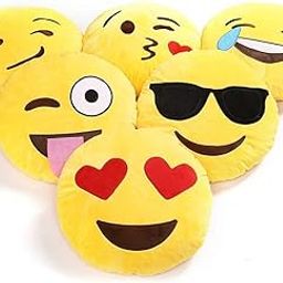 UPDHANM Gift Basket Plush Smiley Emoji Soft Round Wink Kiss Heart Love Pillow (Multicolor,12x12-inches) - Set of 5-image-39