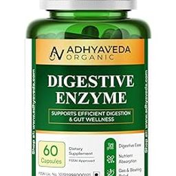 Adhyaveda Digestive Enzyme Capsules with Papain, Bromelain, Amylase, Protease, Lactase & Cellulase | Gut Health, Bloating & Indigestion Relief | 60 Veg Capsules | Non‑GMO, Vegan, FSSAI Approved-image-44