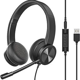 USB Headset with Mic, Wired Over Ear Headphone, ANC and Noise Cancelling Microphone of 330 Degrees Rotation, Clear Crystal Sound, Adjustable In-line Control Microphone, Comfortable Wearing Design-image-15