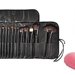 MISS & MAM Fiber Bristle Makeup Set With Brush Organizer Beauty Blender, Sponge and Brush Cleaner- Black, 24 Pieces-29