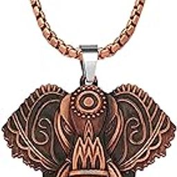 Elephant Metal Pendant Necklace With 22 Inch Box Stainless Steel Chain | Good Luck Charm Jewelry for Men & Women | Spiritual Animal Accessory-image-12
