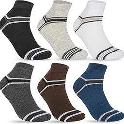 6 Pairs Solid Cotton Ankle Length Socks for Men & Women, Multicolor, Pack of 6, Free Size-image-68