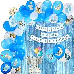 Party Propz Welcome Home Baby Boy Decoration - 54Pcs Combo With Fringe Curtain Kit-image-21