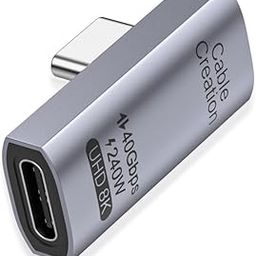 CableCreation 90 Degree USB C Adapter, Right Angle USB C Male to Female Adapter 40Gbps 240W Compatible with Steam Deck, ROG Ally, Switch, Notebook, PC, Tablet, Phone and More, Middle Angle-24