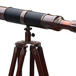MARY NAUTICAL Vintage Style Antique Brass Leather Telescope | Nautical Decor with Wooden Tripod Stand | High Magnification for Collectors and Exploration-image-63