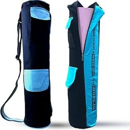 Friends Of Meditation Yoga Mat Bag - Full Zip Exercise Yoga Mat Gym Carrier Bag with Pockets and Adjustable Strap, Suitable for Most Yoga Mats for Men and Women (Blue)-image-99