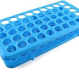 Laboratory Test Tube Rack, 50 Holes, 18mm Diameter, Blue Plastic, 24.5 x 12.5 x 5 cm-image-1