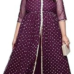 Women's Net Fit and Flare Maxi Ethnic Dresses-image-36