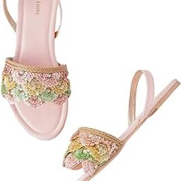 marc loire Women's Embroidered and Embellished Flat Fashion Sandals-picture-7