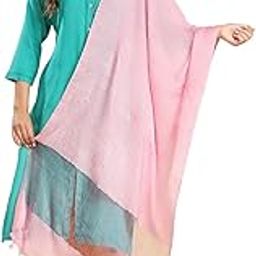 Women's Linen Dupatta with Organza Border and Tassels-53