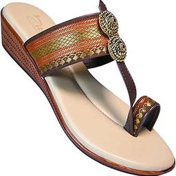 Women's Synthetic Leather Comfort Fashion Sandal | Colour - Black-Maroon | Size - P-picture-36