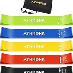 Athmonk Mini Loop Resistance Band for Workout for Men Women - Leg Exercise Fitness Band Hip Glute - Thera Band for Physiotherapy Yoga Pilates Stretching - Gym Rubber Elastic Band - Set of 5, Regular-9