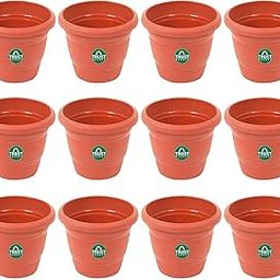 TrustBasket UV Treated Plastic Round Pot (12 Inches)-Terracotta Color-Set of 12 | Heavy Duty Highly Durable Plant Container Gamla for Indoor Home Decor & Outdoor Balcony Garden-image-21
