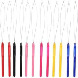 12PCS Micro Ring Hair Extension Loop Needle Threader Feather Hook Tool Wire Pulling Hook Tools for Micro Link Beads and Feathers Extensions(SET OF 12PCS)-image-78