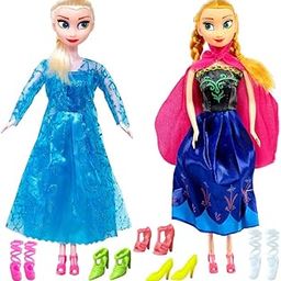 BABRO - Elsa and Anna Doll Set, Elsa Anna Doll Set for Girls with 5 Shoes Accessories-image-9