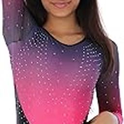 IKAANYA Girls or Women Full Sleeves Rhinestones Leotard - Ideal for Gymnastics, Dance, Yoga, Acrobatics or Performance (Toddlers, Kids, Adults)-picture-32