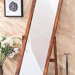 BALAJI FURNITURE 5.5 Feet Full Length Floor Cheval Mirror with Rotating Stand, Wooden Space Saving Tall Dressing Big Display Mirror for Home, Solid Wood, Honey Finish, Rectangular, Framed-image-84