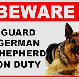 Reflecitve Beware of Guard Dog German Shepard on Duty Sign for walls and gates/residential properties, businesses, farms (Pack of 4)-image-48