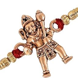 Rosegold Plated Hanuman Rakhi for Mens and Kids (Rose Gold) (RA1100604Z), Adjustable-image-2