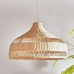 KA OUTDOOR Premium Cane Lamp Shade, Dining Room Lighting Fixtures Hanging Lamp, Creative Rattan Chandelier Bird Nest Lampshade for Bar Cafe Living Room(with no Bulb)-image-74