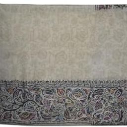 Handcrafted Shawl, Beige with Embroidered Border, 212 cm × 75 cm-picture-32