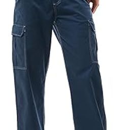 Men's Mid Rise Solid Wide Leg Cotton and Spandex Cargo Pants-5