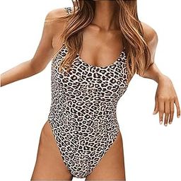 Ubervia Women Sexy Leopard Conjoined Swimsuit, Womens Summer One-Piece Swimwear Backless Print Sexy Bikini Beachwear-image-29
