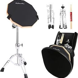 Softline Pro SP-DPPK-Practice-Pad-Kit Dumbed Drum Practice Pad Kit, 12 Inch Double Sided Silent Practice Pad Kit Set for Adult Kids with Snare Drum Stand, Drumsticks and Bag (SP-DPPK-Practice-Pad-Kit)-image-1