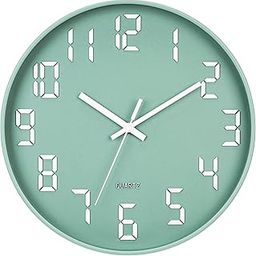 SHOPPOFOBIX Wall Clock 12" Silent Quartz Decorative Latest Wall Clock Non-Ticking Classic Clock Battery Operated Round Easy to Read for Living Room, Bathroom, Kitchen, Office, School (Ocean Green)-image-90