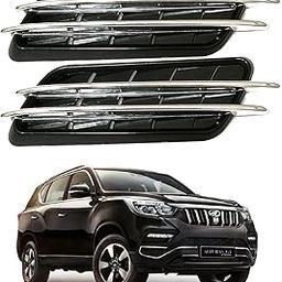 Oshotto 2Pcs ZW-5113 Car Decorative Electroplate Air Flow Intake Scoop Turbo Bonnet Vent Hood Compatible with Mahindra Alturas G4 (Black)-image-3