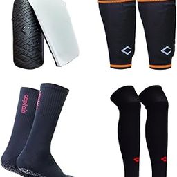 Anti-Slip Football Socks,UV ray Protection Leg Sleeves, Shin Guards and Sleeves for Fottball (in, Alpha, Free Size, 1, Black)-image-4