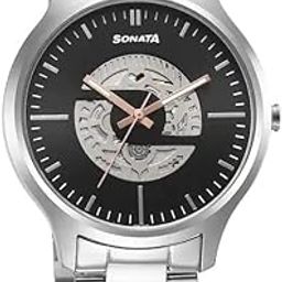Unveil Quartz Multifunction Black Dial Stainless Steel Strap Watch for Men-7140SM03-34