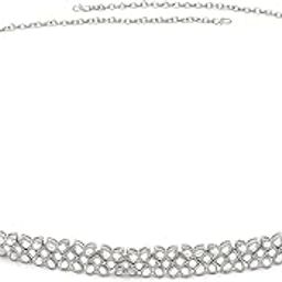 Oxidised Silver-Toned & White Kundan Studded Kamarbandh for Women-image-49