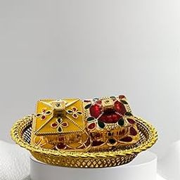 Gift packers Sindoor Daani, Kumkum Box Bharani,Wedding nalangu,Haldi Return Gifts for Women, ladies,pasupu, Babyshower, Pooja, Thamboolam (Set of 6 plates 12 box)-image-17