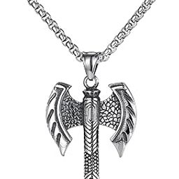 Viking Double Axe Amulet Stainless Steel Vintage Battle Axe Pendant Necklace for Men – Symbol of Strength and Power, Anti-Allergy, Fade-Resistant, Ideal Gift for Men-picture-43