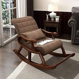 SHINE WOOD ART Teak Wood Modern Ergonomic Rocking Chair (Brown)-image-25