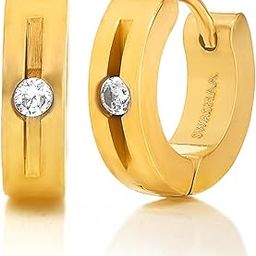 Solaris Men's Huggie Earrings | Stainless Steel | CZ Stone Accent Jewellery | Trendy | Men, Husband & Boys | Formal Casual Party-image-6