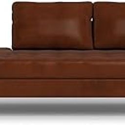 MTK WOOD PLAZA Ladybird Leather LAF Stand Alone Chaise Lounge 3 Seater diwan sofabench Couch sectional Lounger for Living Room Bedroom Office Guest (2 Ston Brown)-image-9