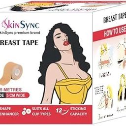 Boob Tape Kit - Instant Boob Tape with 10 Nipple Pasties for Fashion with 36 Strips Double Sided Tape for Clothes &1 Pair Reusable Nipple Cover for Women (Beige)-image-36