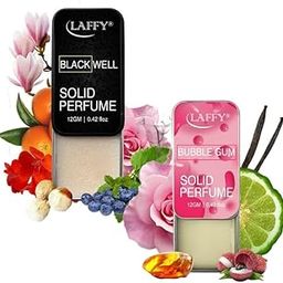LAFFY BLACK WELL & BUBBLE GUM Fragrance Solid Perfume,Travel & Pocket Friendly Perfume,Non-Greasy Cologne,Strong & Lasting,Gift Pack For Unisex,12G Each (Pack Of 2)-40