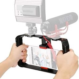 SHOPEE Branded Smartphone Video Rig, Phone Movies Mount Handle Grip Stabilizer, Filmmaking Recording Rig Case for Video Maker Filmmaker Videographer - Fits iPhone, Samsung, and All Phones, Black-30
