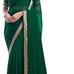 Women's Georgette Lace Boarder Saree With Unstitched Blouse Piece-image-21