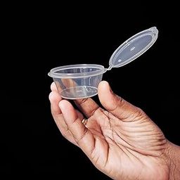 ESTLEN | Pack of 50 | 50ml Mini Container with Attached Lids | Reusable Food Container | Transparent Small Disposable Containers for Food, Sauce, Chutney, Samples-image-41