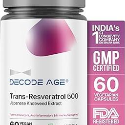 Decode Age Trans Resveratrol Supplement, Powerful Antioxidant for Anti-Ageing, Anti-Inflammatory, Metabolism & Heart Health, 500mg, 60 Veg Capsules-13
