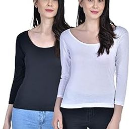 Women's Cotton Three Fourth Sleeve Camisole Slip Spaghetti - Pack of 2-image-47