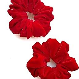 Red Velvet Scrunchies Combo, 2 Beautiful Red Velvet Scrunchies for Women and Girls-image-53
