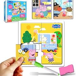 Wembley Peppa Pig - 3 in 1 Jigsaw Magnetic Puzzle for Kids 3+ Years Educational Fun Learning DIY Creative Activity Set Dot-to-Dot Sketching Includes 3 Puzzles, 1 Board, Sketch Pen & Duster-17
