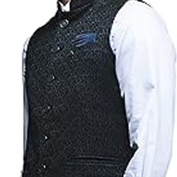 Men's Sleevless Solid Nehru Jacket-picture-15
