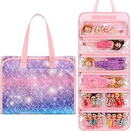 JIANYA Dolls Storage Bag Toys Display Carrying Storage Organizer Clear View Compatible with All Surprise Dolls Small Toy, Mermaid Scales-picture-16